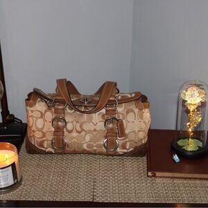 Coach Brown Leather Trim Bag